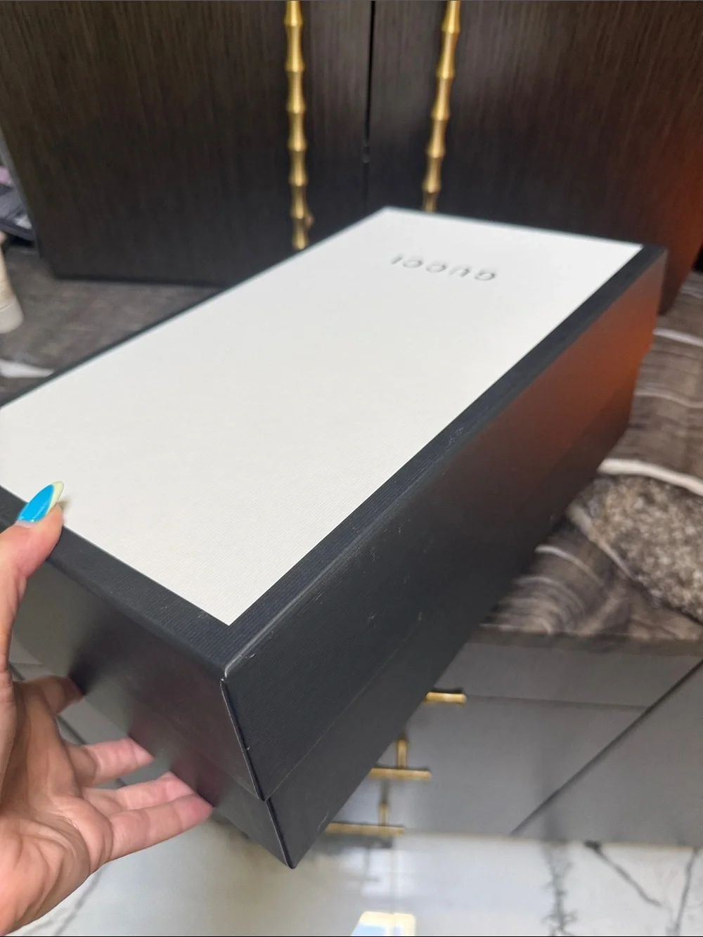 Gucci Black and White Shoe Luxury Box w Logo on the top